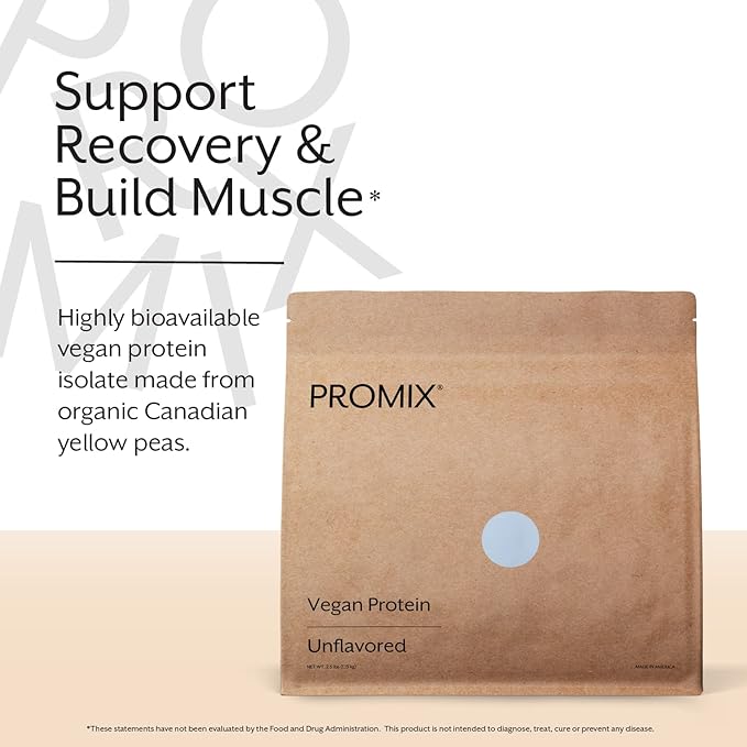 ProMix Nutrition Plant-Based Vegan Protein Powder, Unflavored - Pea Protein & Vitamin B-12 - Post Workout Fitness & Nutrition Shakes, Smoothies, Baking & Cooking Recipes - 2.5 Pound (Pack of 1)