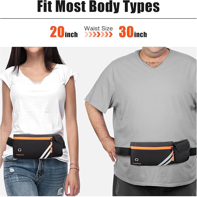 Running Belt with Water Bottle Holder: Detachable Bottle Pouch - Slim Running Belt - Large Capacity No Bounce for Walking(Bottles NOT Included)