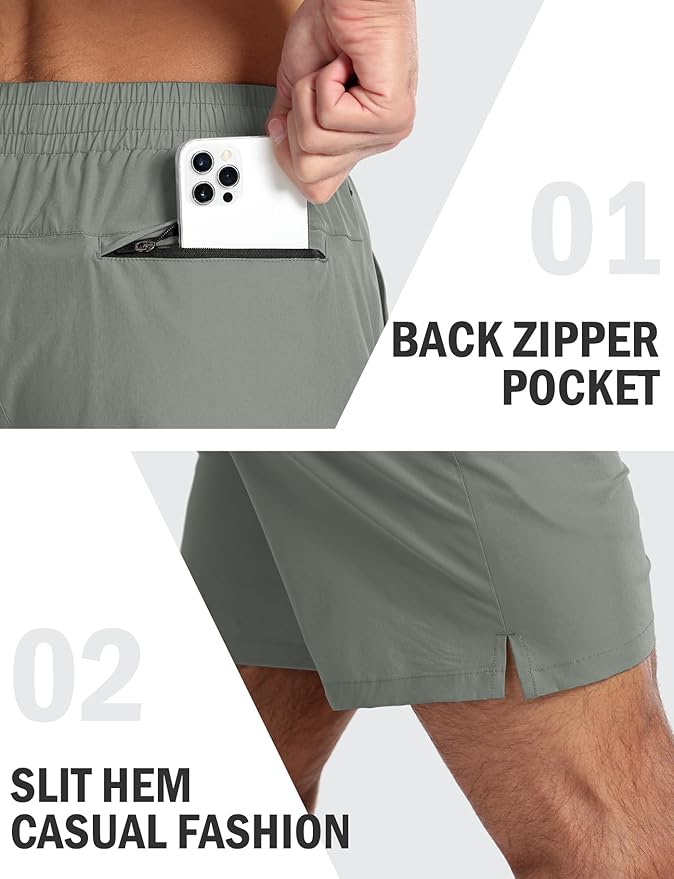 Aolesy Men's 5''/7'' Running Shorts Quick Dry Workout Gym Shorts with Pockets, Tennis Training Athletic(Linerless & Liner)
