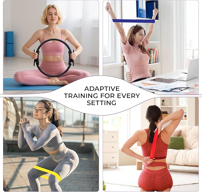Pilates Ring and Ball Set with Resistance Bands Exercise Ball for Women, Pilates Equipment Essentials Kit 14'' & 12'' Pilates Rings, 2 Pilates Balls with Pump, 5 Bands for Home Workouts