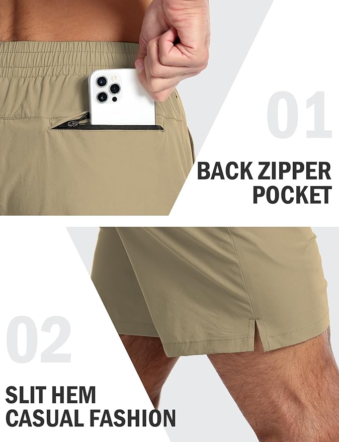 Aolesy Men's 5''/7'' Running Shorts Quick Dry Workout Gym Shorts with Pockets, Tennis Training Athletic(Linerless & Liner)