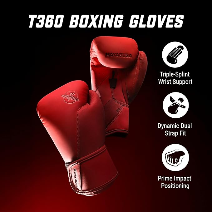 Hayabusa T360 Boxing Gloves – Revolutionary Hand Ergonomics | Empowering Wrist Support | Single or Dual Strap Closure | Training, Sparring, Heavy Bag - 10 oz 12 oz 14 oz 16 oz 18 oz