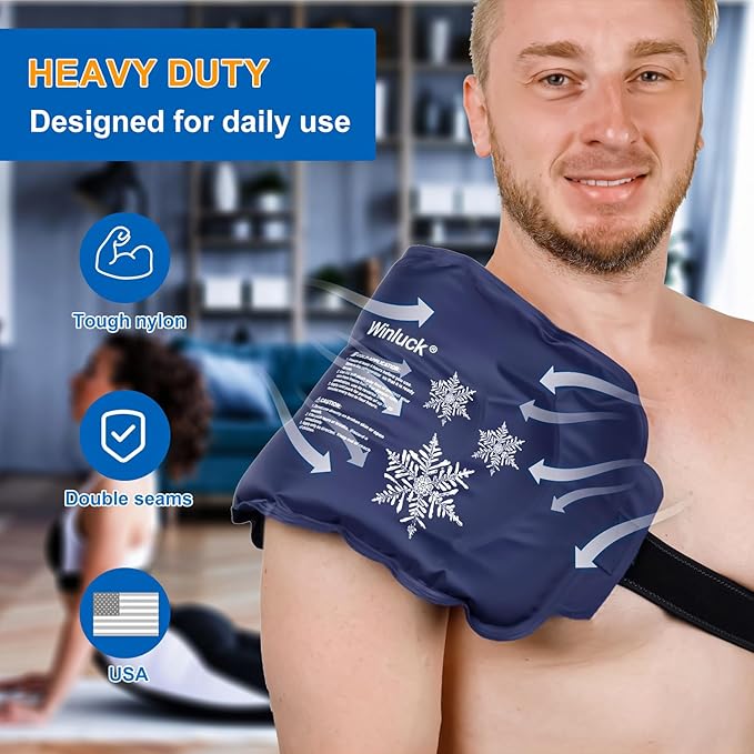 Winluck Ice Pack for Injuries Flexible Reusable Gel Packs for Shoulder Back Elbow Leg Knee Soft Large Cold Compress & Cooling Pad for Pain Relief Sports Injury 16.6 x 9.6 inch