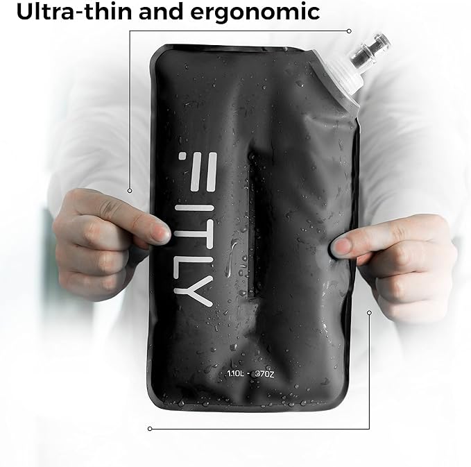 FITLY Soft Flask - Shrink As You Drink Soft Water Bottle for Hydration Pack - Folding Water Bottle Ideal for Running, Hiking, Cycling, Climbing & Rigorous Activity