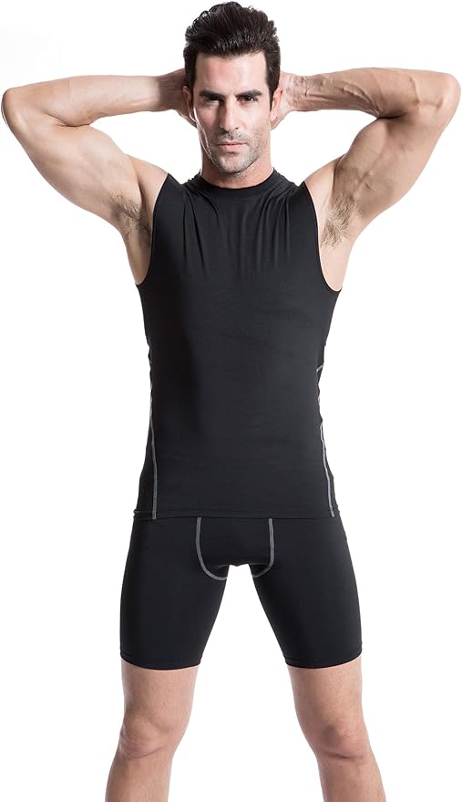 NELEUS Men's 3 Pack Dry Fit Compression Tank Top