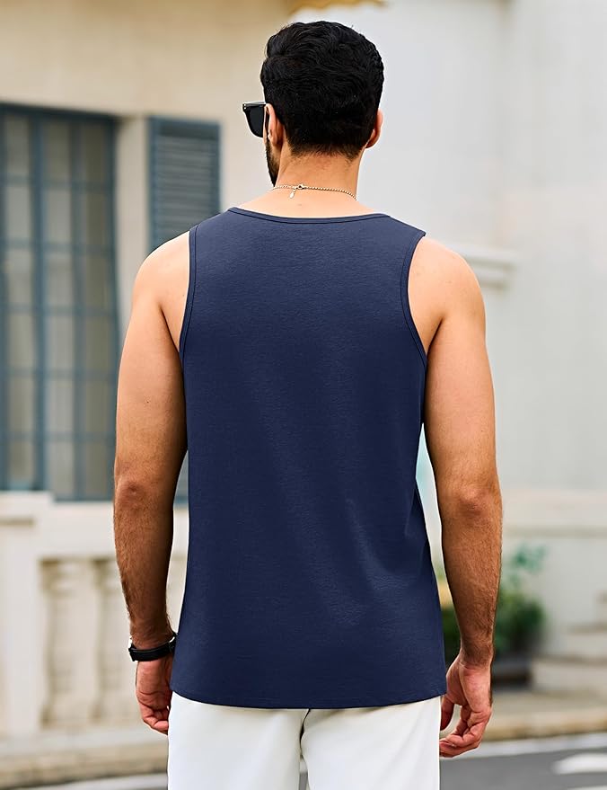 Cotrasen Men's Tank Top UPF 50+ Sleeveless Shirt Cotton Moisture Wicking Casual Gym Workout Shirts Cooling Muscle Tee Shirt