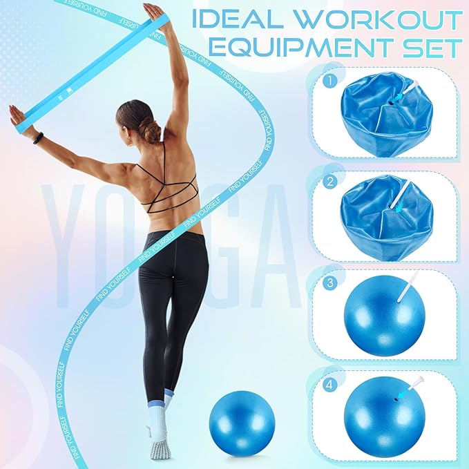 Home Pilates Essentials Kit for Women Pilates Equipment Set with Yoga Ball Resistance Band, Circle, Yoga Ring Circle Set for Beginners Home Workouts Legs Arms and Thighs