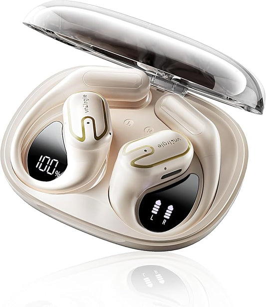 2026 Upgraded Open Ear Headphones,Over Ear Earbuds with Ergonomic Earhook,Bluetooth Headphones 6.0 with Smart Digital Display,80H Playtime,IPX7 Waterproof,Touch Control Operate Fit Cycling,Running