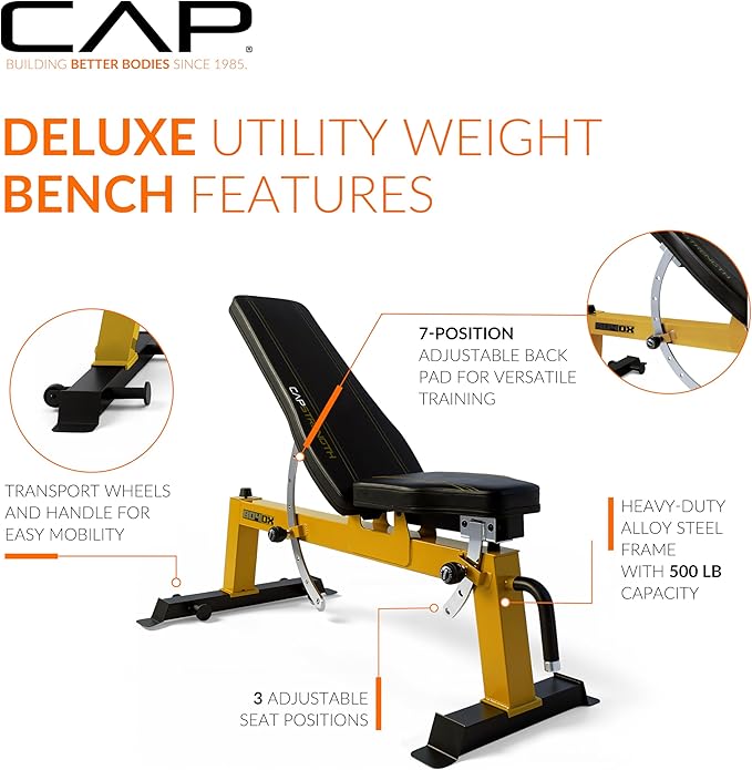 CAP Barbell Deluxe Utility Weight Bench Color Series