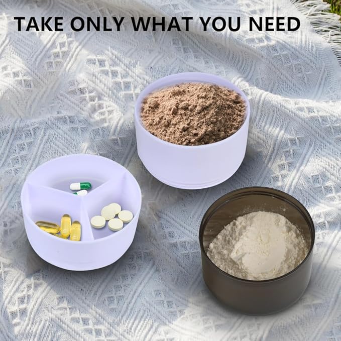 Shaker Bottle, Leak Proof Shaker Bottle for Protein Mixes,16oz 3 Layer Twist Off Cup with Pill & Supplement Storage, Gym Sports Cup for Protein Powder, White