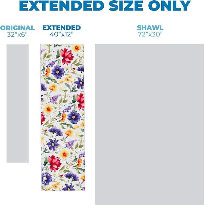 SHAKEitCOOL Extended Size Cooling Towel โ Be Cool in Style - Heat Relief, Soft, Lightweight, Sun Protection, Easy Clean - Perfect for Biking, Hiking, Running, Yoga, Golf, Gardening - Summer Flower M