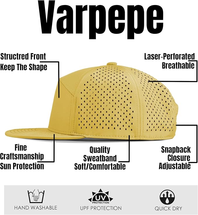 Performance Snapback Hats for Men Women,Flat Bill Cap,Golf,Running,Workout