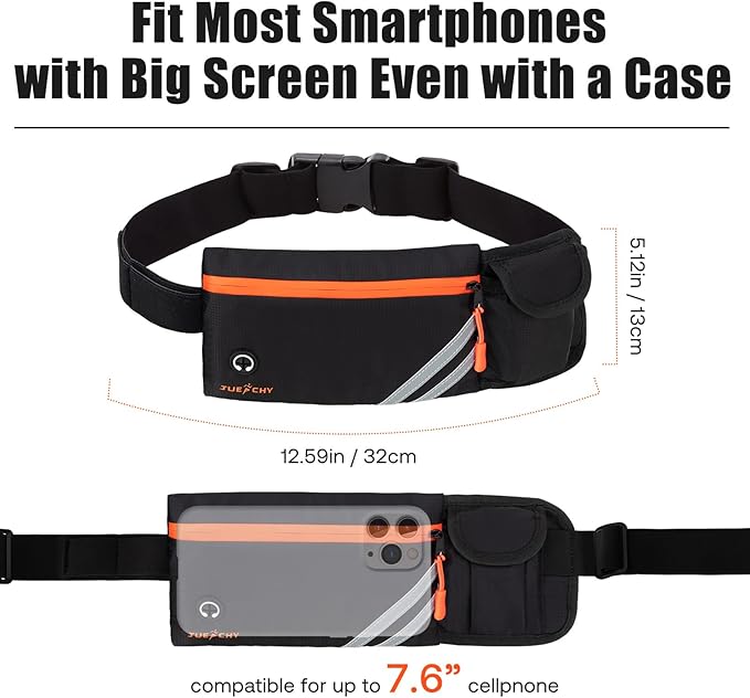 Running Belt with Water Bottle Holder: Detachable Bottle Pouch - Slim Running Belt - Large Capacity No Bounce for Walking(Bottles NOT Included)