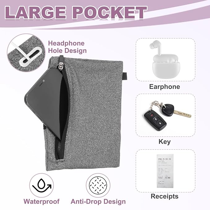 PATIKIL Universal Running Armband Sleeve 6.69"x4.33", Cell Phone Arm Bands Sleeve with Zipper Pocket for Key Earphones Credit Cards Sports Gym Workouts Exercise (M, Gray)