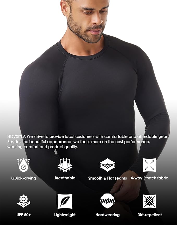 3 Pack Men's Thermal Underwear Shirts Compression Fleece Lined Long Sleeve Athletic Base Layer Cold Weather