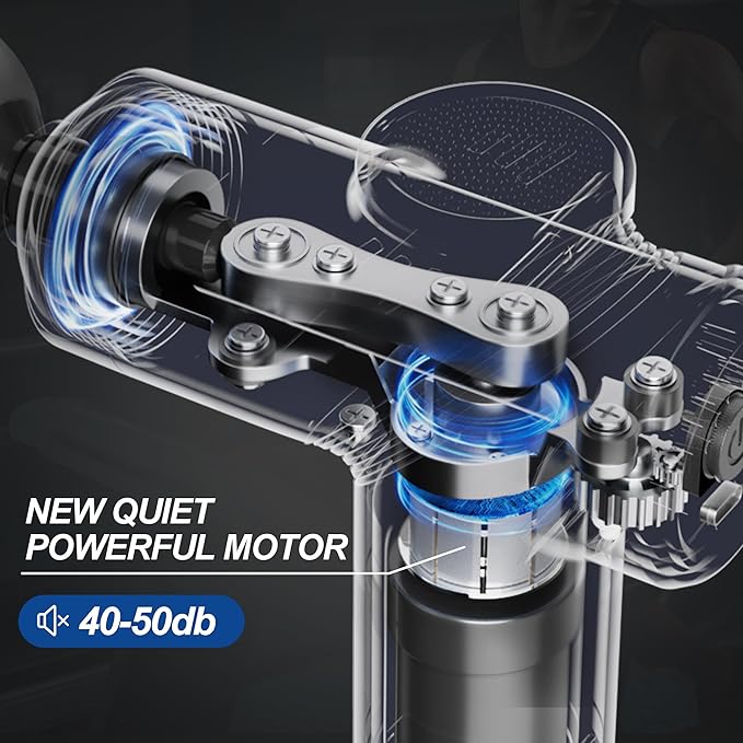 Deep Tissue Massage Gun Portable, Mini Electric Muscle Massager, Suitable for Relieving Back, Neck and Body Pain, with 4 Heads and 6 Speeds, Black