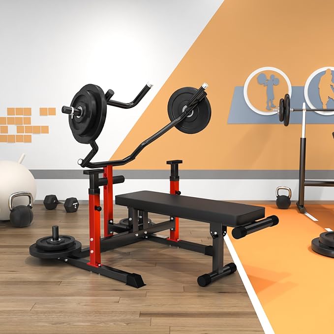 Chest Press Machine Upgraded, 1250LBS Foldable Bench Press Machine with Independent Converging Arms, Adjustable Height Chest Press Machine Space Saving Weight Bench, AB Workout Home Gym Equipment