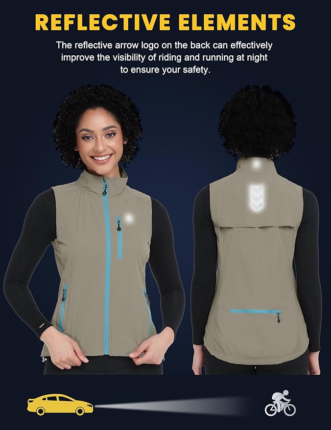 Little Donkey Andy Women's Lightweight Quick Dry Vest Summer Windproof Sleeveless Elastic Jacket for Golfing Cycling Running