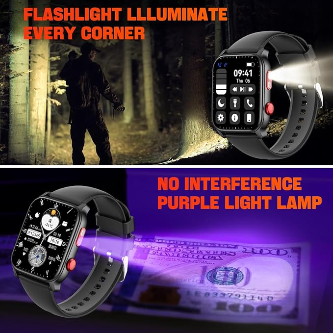 QTLLBT 9 Languages Translation Watch Smart Watch Bluetooth Call (Answer Make Calls) Fitness Tracker IP68 Waterproof 100+ Sports Heart Rate Sleep Android iPhone Men and Women Smart Watch (Black)
