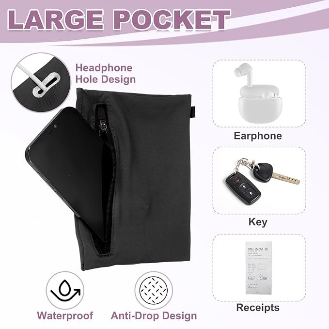 PATIKIL Universal Running Armband Sleeve 7.09"x4.75", Cell Phone Arm Bands Sleeve with Zipper Pocket for Key Earphones Credit Cards Sports Gym Workouts Exercise (L, Black)