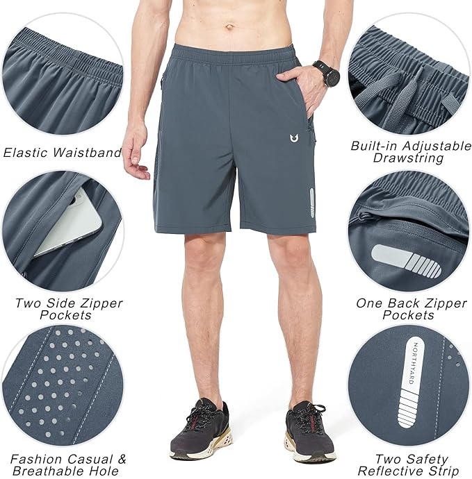 NORTHYARD Men's Athletic Running Shorts Quick Dry Workout Shorts 7"/ 5"/ 9" Lightweight Sports Gym Basketball Tennis Hiking
