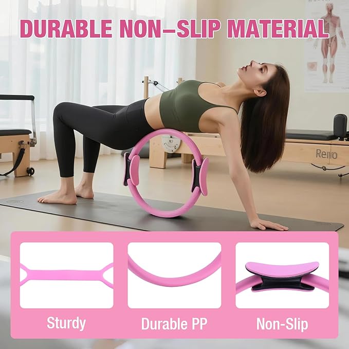 ASIEIT Home Pilates Kit for Women, Pilates Equipment with 5 Resistance Bands, 14'' Magic Circle, Pilates Ball and Ring Set, Pilates Essentials Kit for Home Toning, Strength and Flexibility
