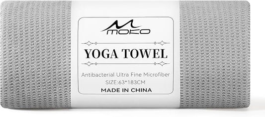 MoKo Hot Yoga Towel, Non-Slip Yoga Mat Towel with Grip Dots, 74.4"×27.3" Yoga Mat Cover for Pilates, Fitness, Meditation