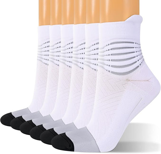 IRAMY Compression Ankle Support Socks Women - Coolmax Wicking, Cushioned Athletic, Plantar Fasciitis Relief 2/3/6 Pairs
