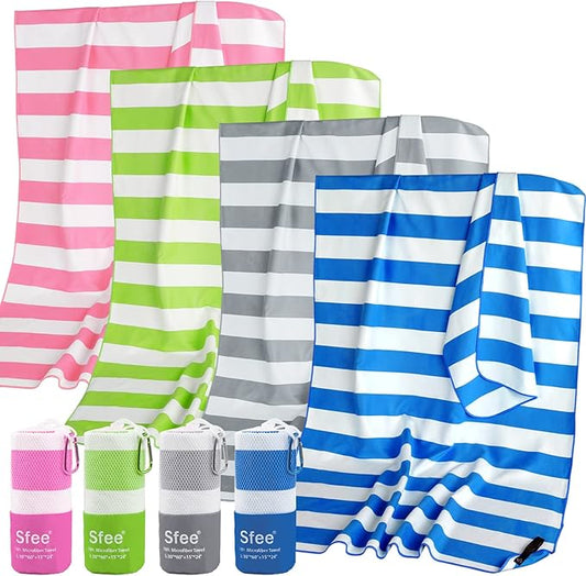 Sfee 4 Pack(8Pcs) Microfiber Travel Towel, Beach Towel Quick Dry Towel Camping Towel Super Absorbent Compact Lightweight Sports Towel Gym Towel Set for Beach, Gym, Hiking, Pool, Backpacking, Yoga
