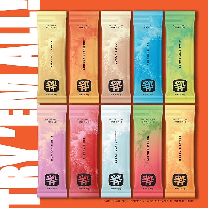 SALTT Electrolytes Powder Flavored Drink Mix - Stoked Mango - 30 Hydration Packets - Magnesium, Potassium, Sodium, Trace Minerals - Zero Sugar & Gluten Free - Travel Essentials