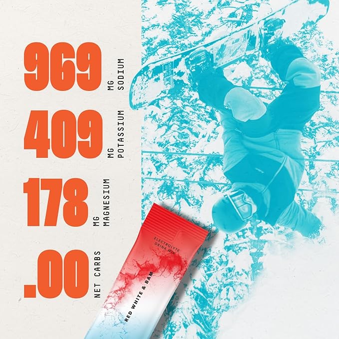 SALTT Electrolytes Powder Drink Mix - Red White and Bam- 30 Hydration Packets - Magnesium, Potassium, Sodium, Trace Minerals - Zero Sugar & Gluten Free - Travel Essentials