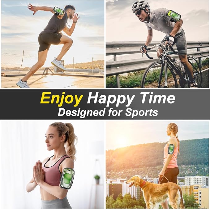 Clear Running Phone Holder Armband, Sports Armband Case for iPhone 16 15 14 13 Pro Max 12 11 Plus X XS Samsung up to 6.9'', Universal Arm Bands Bag with Key Card Pocket for Exercise Walking Workout