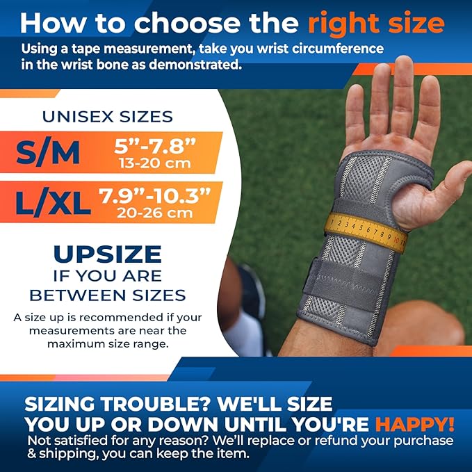 DR. BRACE Adjustable Wrist Brace Night Support for Carpal Tunnel, Doctor Developed, Upgraded with Double Splint & Therapeutic Cushion,Hand Brace for Pain Relief,Injuries,Sprains (S/M Left Hand, Grey)