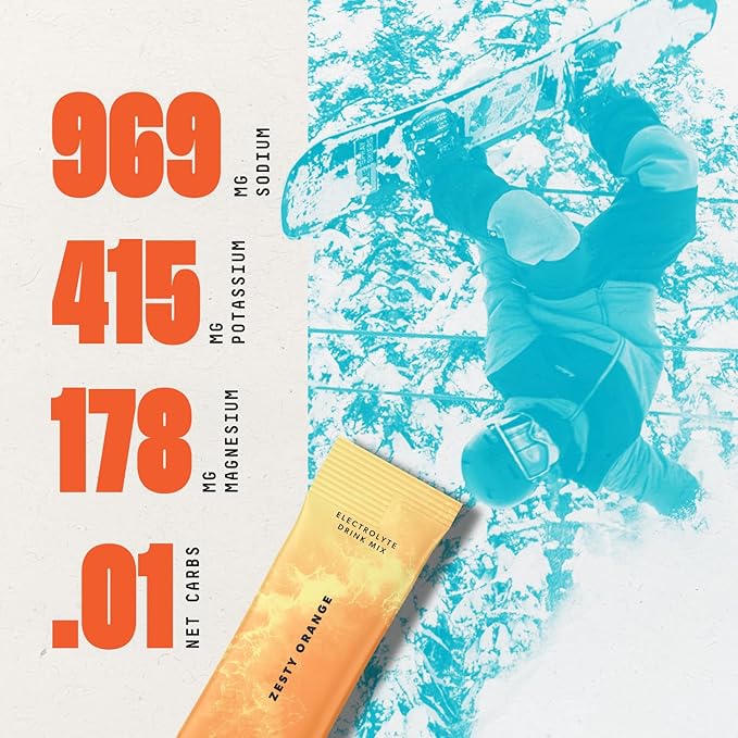 SALTT Electrolytes Powder Flavored Drink Mix - Zesty Orange - 30 Hydration Packets - Magnesium, Potassium, Sodium, Trace Minerals - Zero Sugar & Gluten Free - Travel Essentials