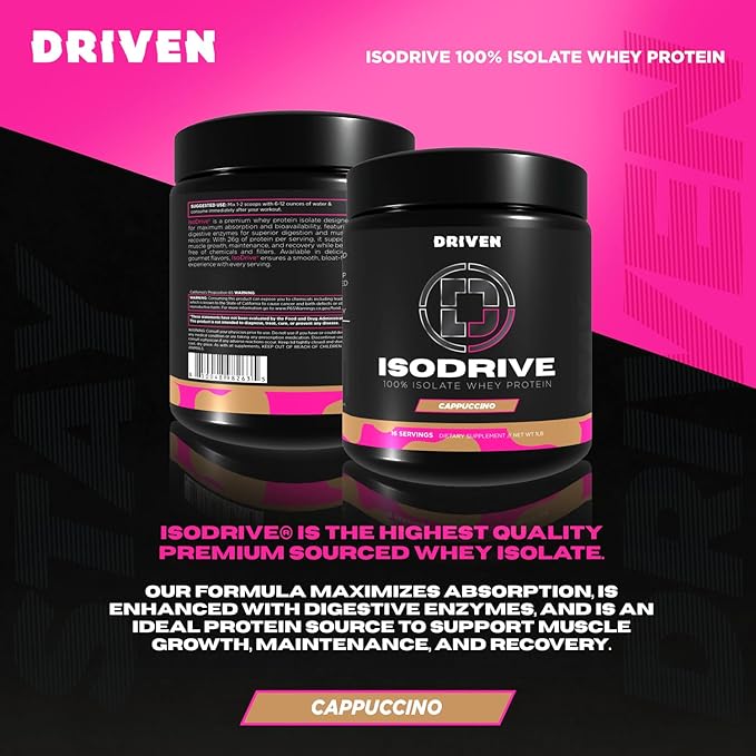 Driven Nutrition ISODRIVE Premium Whey Isolate (1lb, Cappucino)