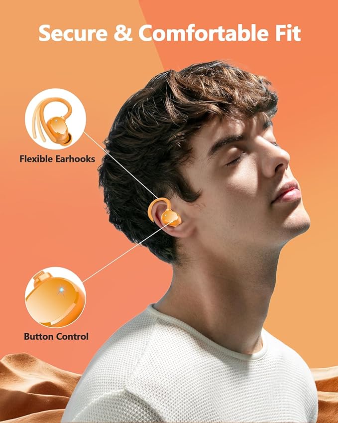 Wireless Bluetooth Earbuds Sport New Bluetooth 5.3 Headphones with LED Display Powerful Bass Over Ear Earphones with Earhooks IP7 Waterproof for Gym
