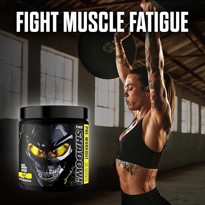 JNX SPORTS The Shadow! 350mg of Caffeine Hard Core Preworkout - Lemon 30 Servings | Electric Energy, Mental Focus & Superhuman Strength for Men & Women