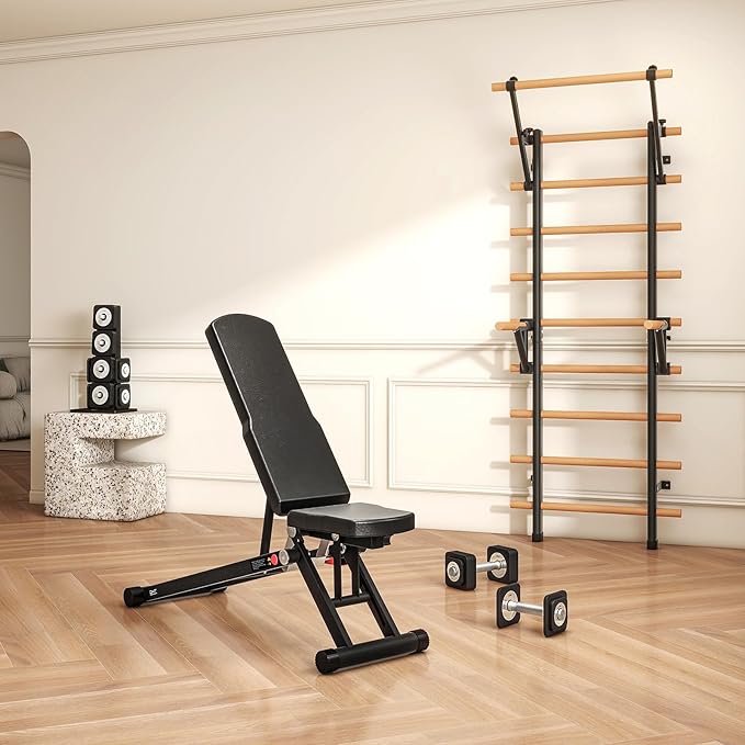 DHT Adjustable Weight Bench for Full Body Workout, Heavy Duty Foldable Bench Press for Home Gym Strength Training, Incline Decline Flat Utility Workout Bench with Fast Adjustment