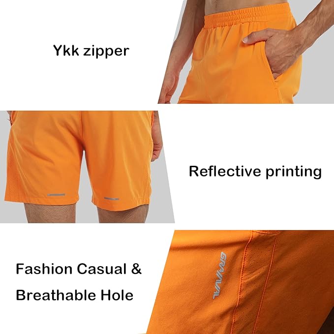 Men's Running Shorts 6" Quick Dry Gym Athletic Workout Shorts for Men with Pockets