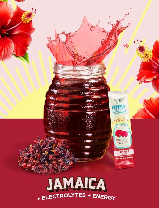 Hydration + Energy Electrolyte Drink Mix – Hibiscus Agua Fresca Flavor | Sugar-Free Powder with Caffeine, L-Theanine, Coconut Water & Minerals | 15 Single-Serve Stick Packs, Low Calorie