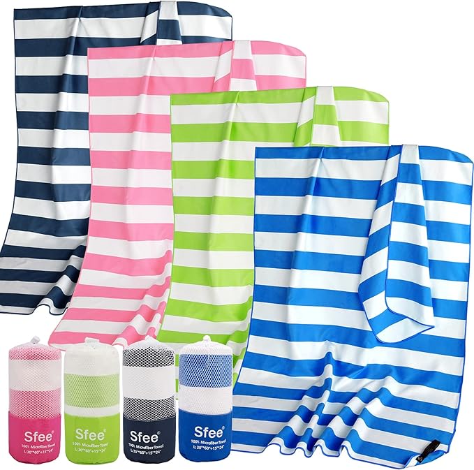 Sfee 2 in 1 Microfiber Oversized Beach Towel, Quick Dry Towel Travel Camping Towel Super Absorbent Compact Lightweight Sports Gym Towels for Beach,Gym, Hiking, Pool, Backpacking, Bath, Yoga