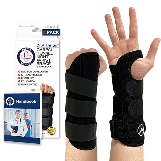 Doctor Developed Wrist supports/Wrist brace - Relief for carpal tunnel, wrist injuries, wrist support for arthritis, hand support, hand & wrist strap and Doctor Handbook