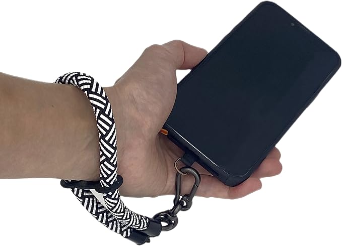 Phone Lanyard Wrist Strap Phone Strap Wrist Lanyard for Cell Phone Around the Hand with Lanyard Patch (Black/White)