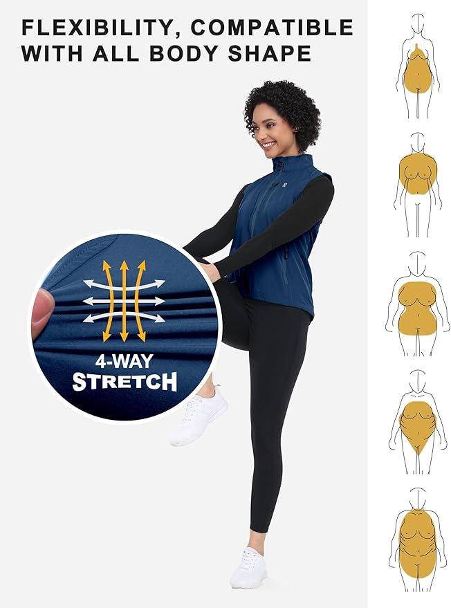 Little Donkey Andy Women's Lightweight Quick Dry Vest Summer Windproof Sleeveless Elastic Jacket for Golfing Cycling Running