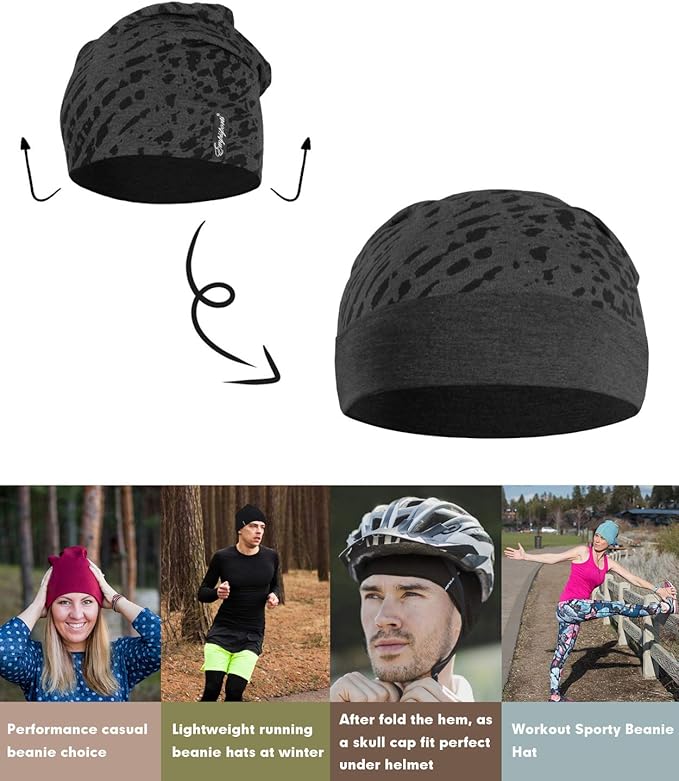 10" Multifunctional Soft Fashion Lightweight Beanies Hats, Cooling Running Skull Cap Helmet Liner Sleep Caps