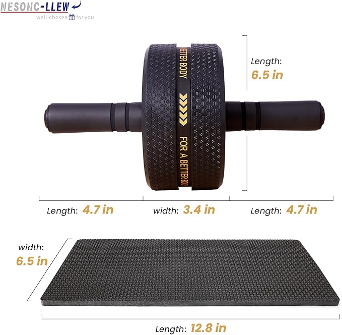 Upgraded Ab Roller Wheel. Abdominal Training Roller for Men/Women, Abdominal Wheels Widened to 3.4 ", Rubber Tread of The Abdominal Wheel Upgraded, Max Weight 490 lbs