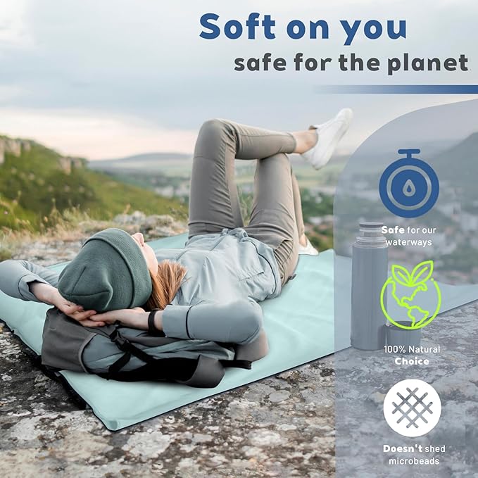 Tian qing Microfiber Towel Set, 2 Pieces, Fast Drying, Soft Touch, Lightweight, Multiple Sizes for Beach, Camping, Gym,Hiking,Yoga,Swimming,Travel (Wathet, Medium)