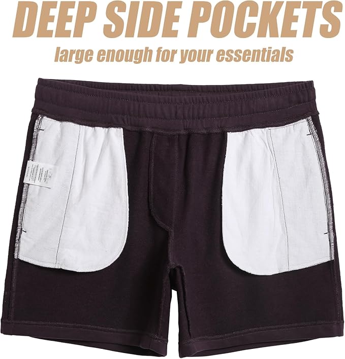 maamgic Mens Athletic Gym Shorts 5.5" Elastic Waist Casual Pajama Pocket Jogger Men Workout Short Pants