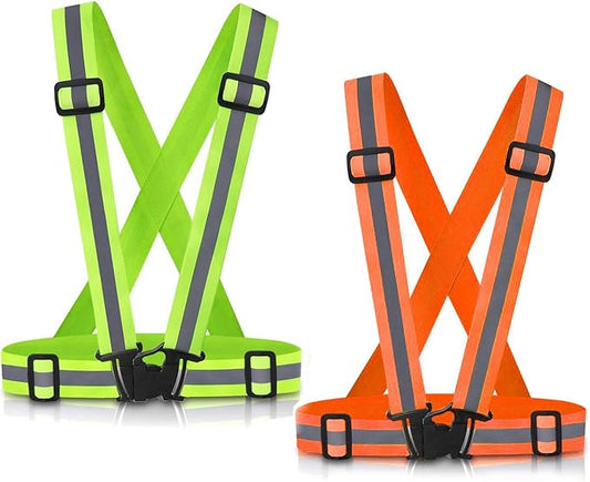 Reflective Vest Running Gear, 2Pack High Visible Safety VES for Cycling Jogging Running Walking, Adjustable for Men Women Kids