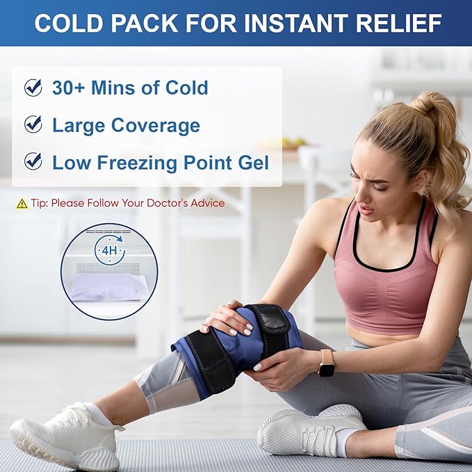 APEXUP Ice Pack for Knee Pain Relief, Large Reusable Wrap After Surgery, Flexible Gel Cold Pack for Injuries, Pain Relief for Back, Shoulder, Elbow, Ankle and Leg (Navy Blue, XXL, 2PK)